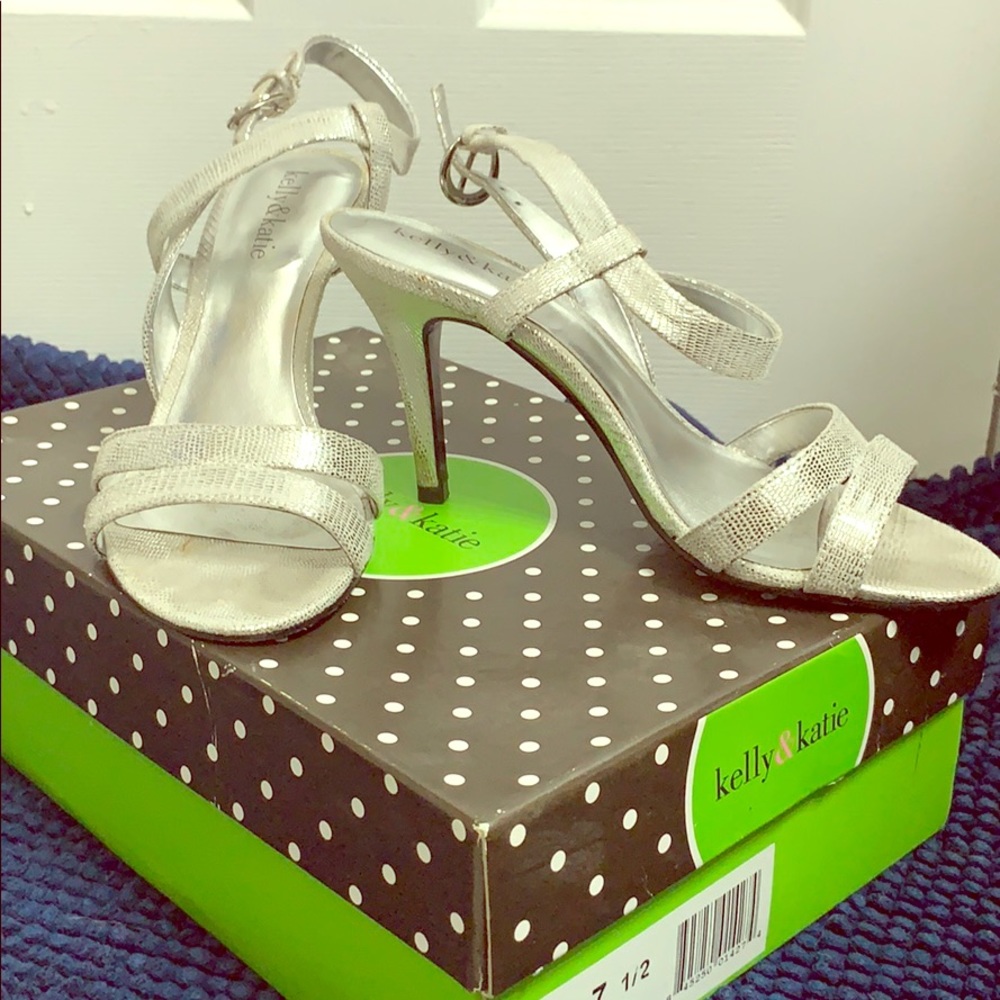 Kelly & Katie silver straps heels